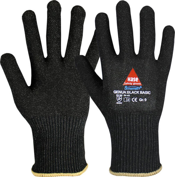 Hase GENUA BLACK BASIC, Montagehandschuh schnittfest, Sinomac®, Größe 7-11, Kat. II, EN 388, OEKO-TEX®