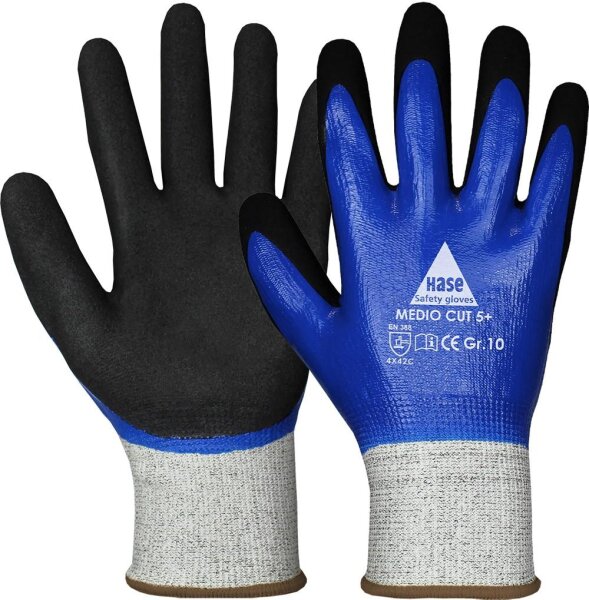 Hase MEDIO CUT 5+ Schnittschutzhandschuh aus 13G HPPE, Nitril/-schaum, CUT C