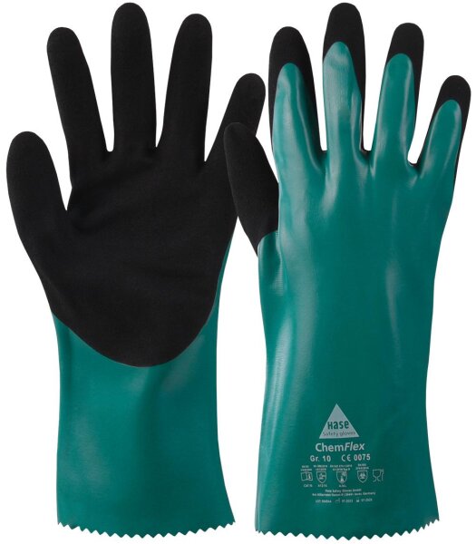 Hase CHEMFLEX 30 Chemikalienhandschuh Typ B, 18G Nylon, Nitril, 30 cm