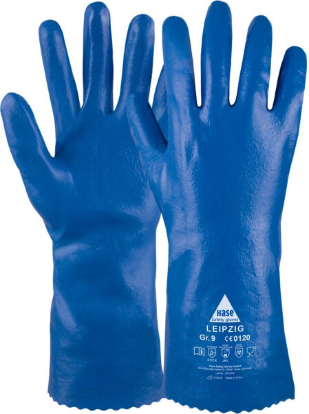 Hase LEIPZIG, Chemikalienschutzhandschuh Typ B aus BW / Nitril, Größe 6-10, Kat. III, EN 388, EN 374-1 (JKL), EN 374-5