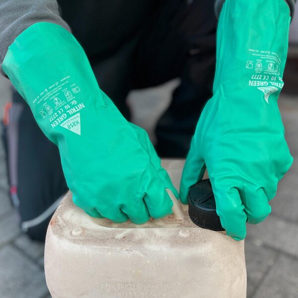 Hase NITRIL GREEN Chemikalienhandschuh Typ A, Baumwollbeflockung, Nitril - Gr. 10