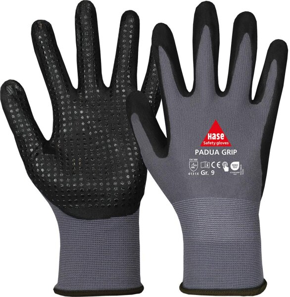 Hase PADUA GRIP Montagehandschuh aus 15G Nylon, Nitrilschaum, Noppen