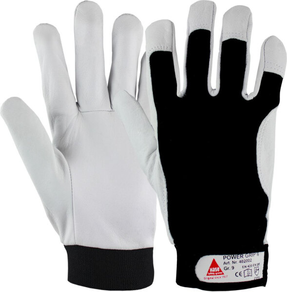 Hase POWER GRIP II, Montagehandschuh aus Ziegennappaleder, Größe 7-12, Kat. II, EN 388
