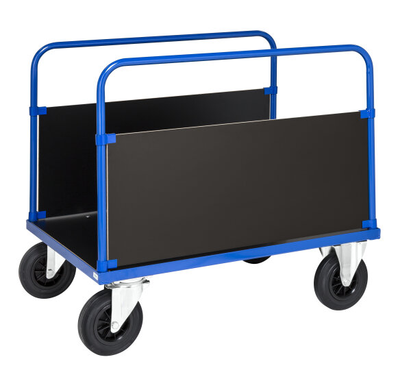 Kongamek Doppel-Seitenwand-Plattformwagen, blau pulverlackiert, 500kg Tragfähigkeit