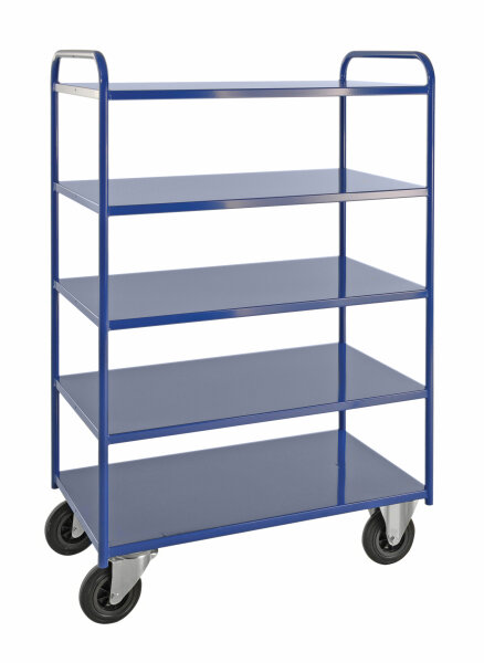 Kongamek schwerer vollgeschweißter Etagenwagen, 3 verschiedene Farben, 5 Metallböden, 400kg Tragfähigkeit, pulverlackiert /elektrolytisch verzinkt, Rollen aus Vollgummi