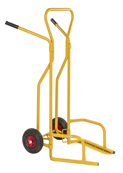 Kongamek Reifentransportwagen, Luftbereifung (Ø260mm x 85mm), gelb pulverlackiert, 200kg Tragfähigkeit