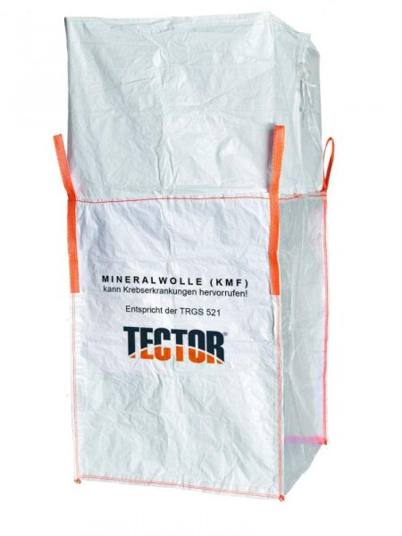 Big Bag Mineralwolle TECTOR®, 4 Hebeschlaufen, 90x90x120cm, 2 Seiten transparent
