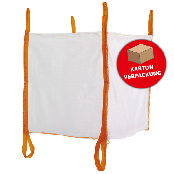 Big Bag oben offen TECTOR®, 4 Hebeschlaufen, 2 Bodenschlaufen, 90x90x90cm, Tragkraft 1000kg, Karton Verpackung