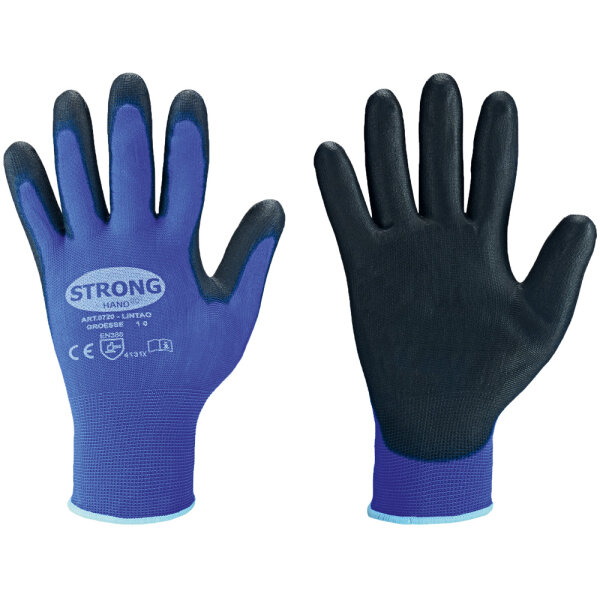 STRONGHAND® Montagehandschuh *LINTAO*, Polyamid (Nylon) / PU, blau,  Gr. 6 - 11