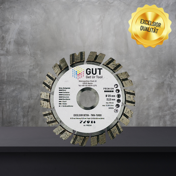 GUT-Dia.- Trennscheibe EXCELSIOR TWIN TURBO (Beton - Hartgestein) - Ø 230mm x 22,23mm