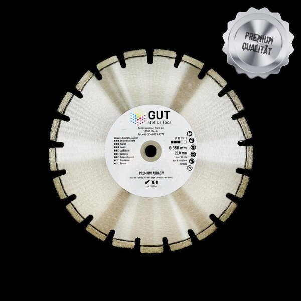 GUT-Dia.- Trennscheibe Asphalt / Estrich PREMIUM Blank (Asphalt - abrasive Baustoffe) Blank - Ø 400mm x 25,40mm