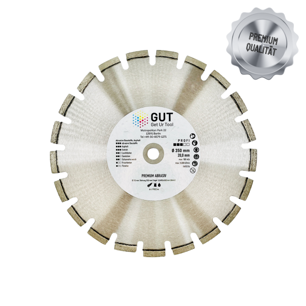 GUT-Dia.- Trennscheibe Asphalt / Estrich PREMIUM Blank (Asphalt - abrasive Baustoffe) Blank - Ø 450mm x 25,40mm