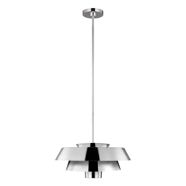 Feiss Hängeläuchte Brisbin, Poliertes Nickel, 1x 60W E27, Höhe 20,6 cm, Ø 45,7 cm