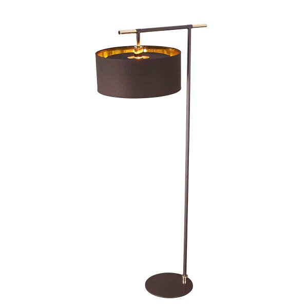 Elstead Lighting Stehleuchte Balance 1, Nickel poliert, 1x 60W E27, Stoff braun