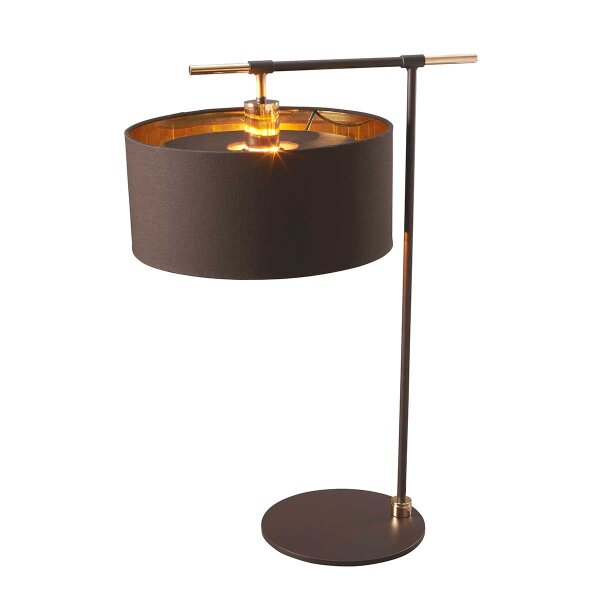 Elstead Lighting Tischleuchte Balance 1, Nickel poliert, 1x 60W E27, Stoff braun