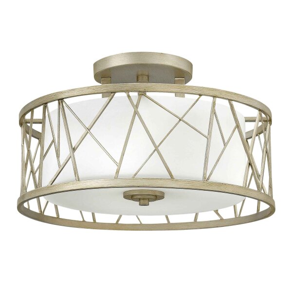 Hinkley Deckenleuchte Nest, Blattsilber / Opalglas, 3x 60W E27, Ø 50,8 cm