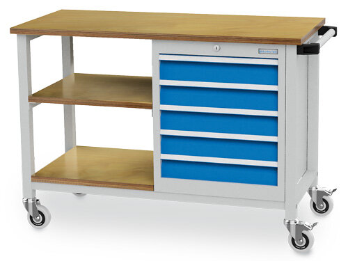 Bedrunka+Hirth, Mobile Werkbank, R 18-16, 2 Fachböden, Arbeitsplatte Buche Multiplex 25 mm