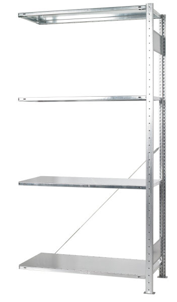 Schulte Lagertechnik Anbauregal, Steckregal MULTIplus150-Set, 4 Fachböden, Kreuzstrebe, verzinkt