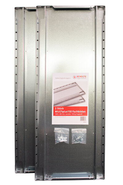 Schulte Lagertechnik 2er-Pack-Zusatz-Fachboden MULTIplus150, verzinkt, inkl. 8 Fachbodenträgern
