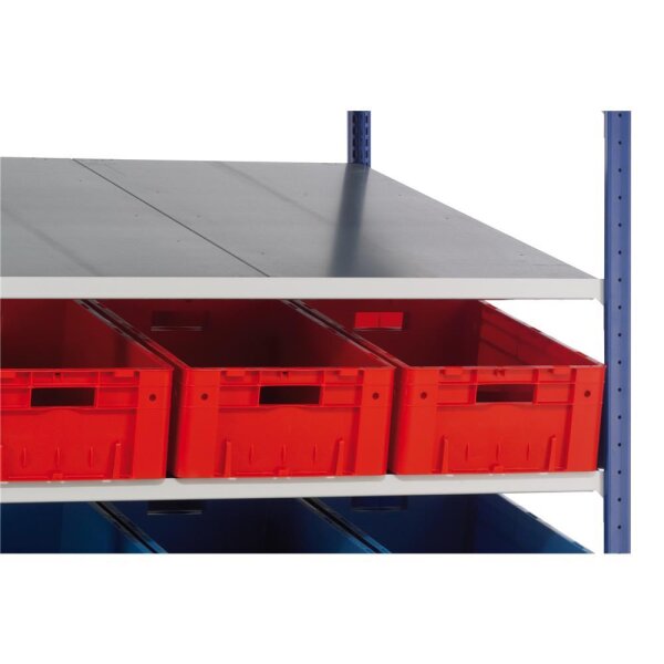 Schulte Lagertechnik Grundregal, Schrägbodenregal XL MULTIplus150, 2000 x 1300 x 1200 mm, RAL 5010 enzianblau/verzinkt, 2x5 Fachböden