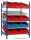 Schulte Lagertechnik Grundregal, Schrägbodenregal XL MULTIplus150, 2000 x 1300 x 1200 mm, RAL 5010 enzianblau/verzinkt, 2x5 Fachböden