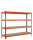 Schulte Lagertechnik Weitspannregal Z1 mit Spanplatten, blau/orange/verzinkt, 4 Ebenen