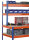 Schulte Lagertechnik Z1-Packtisch, blau / orange, mit Regalebenen, Tischebene 320 kg, Fachlast Regalebene 200 kg