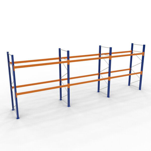 Schulte Lagertechnik Grundregal, Palettenregal, blau / verzinkt / orange