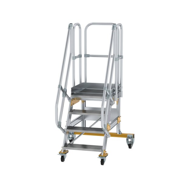 MUNK Günzburger Steigtechnik Plattformtreppe 60° fahrbar Stufenbreite 1000 mm Aluminium geriffelt