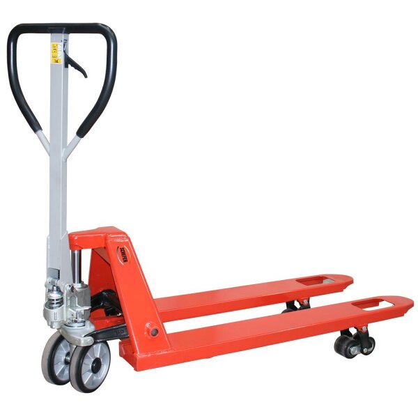 Schefer Gabelhubwagen Premium kurze Gabel, Tragfähigkeit 2500kg, Gabellänge 600 - 1000mm, pulverbeschichtet