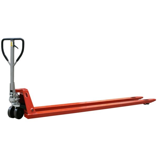 Schefer Gabelhubwagen Premium lange Gabel, Tragfähigkeit 2000 / 2500kg Gabellänge 1300-3000mm, pulverbeschichtet