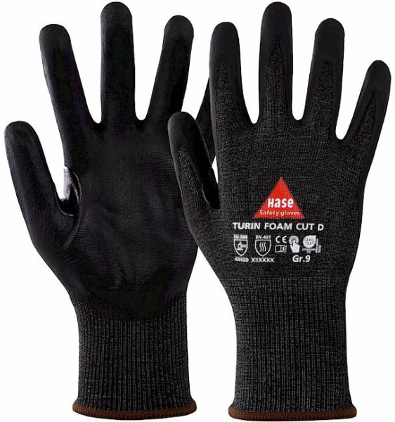 Hase Turin Foam Cut D, Schnittschutzhandschuh, HPPE-Fasern/Nitrilschaum, Kat. II, EN 388, EN 407, OEKO-TEX®
