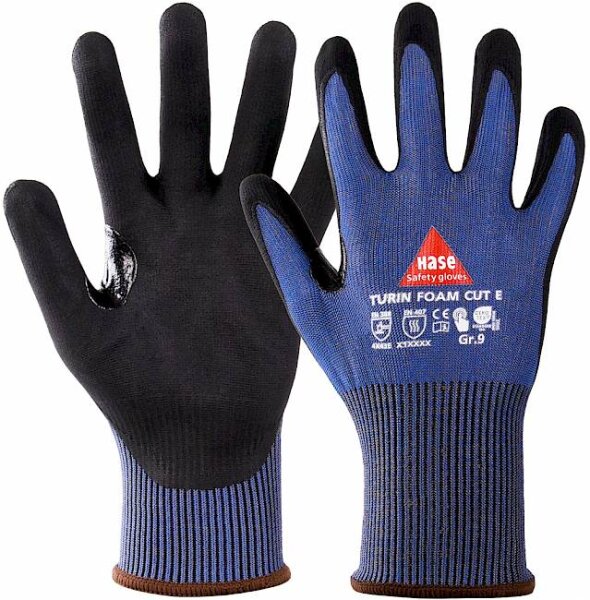 Hase Turin Foam Cut E, Schnittschutzhandschuh, HPPE-Fasern/Micro-Nitrilschaum, Kat. II, EN 388, EN 407, OEKO-TEX®