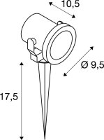 SLV NAUTILUS 10, Outdoor Spiessleuchte, QPAR51, IP55, edelstahl, max. 25W, inkl. 1,5m Kabel und Stecker