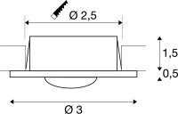 SLV DEKLED, Einbauleuchte, LED, 3000K, rund, silber metallic, 1W