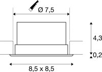 SLV VERLUX, Einbauleuchte, LED, 3000K, mattweiß, L/B/T 8,5/8,5/4,5 cm, 10W