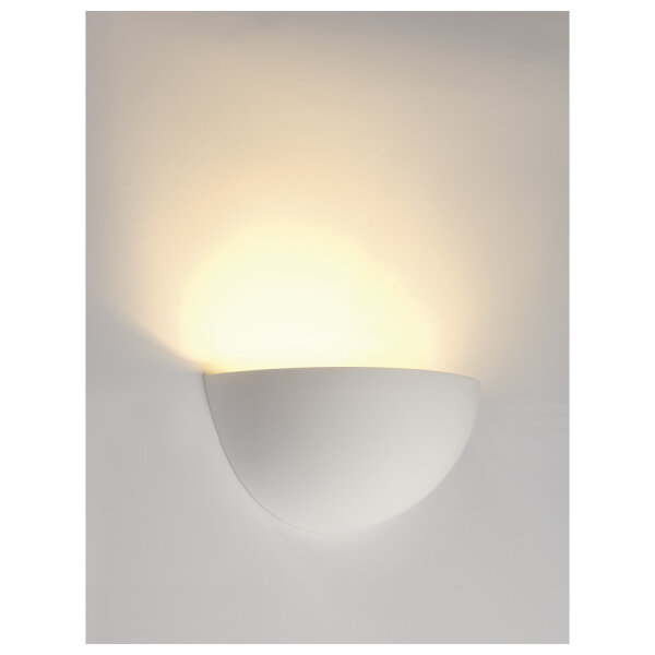 SLV PLASTRA 101, Wandleuchte, C35, halbrund, weißer Gips, max. 40 W
