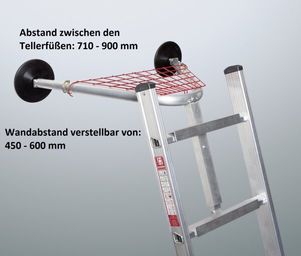 Euroline Wandabstandhalter mit Tellerfüßen und Ablagegitter für Sprossenleitern