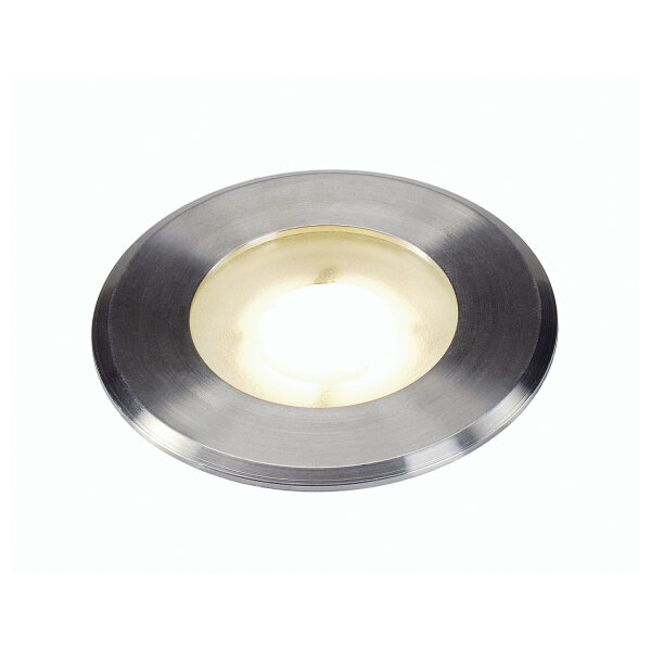 SLV DASAR® FLAT 80, Outdoor Bodeneinbauleuchte, LED, 3000K, IP67, rund, edelstahl gebürstet, 3,5W