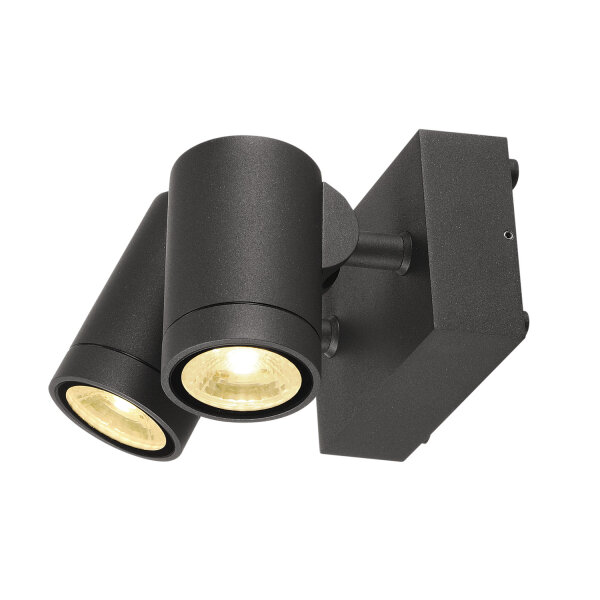 SLV HELIA, Outdoor Wandleuchte, zweiflammig, LED, 3000K, IP55, anthrazit, schwenkbar, 2x8W