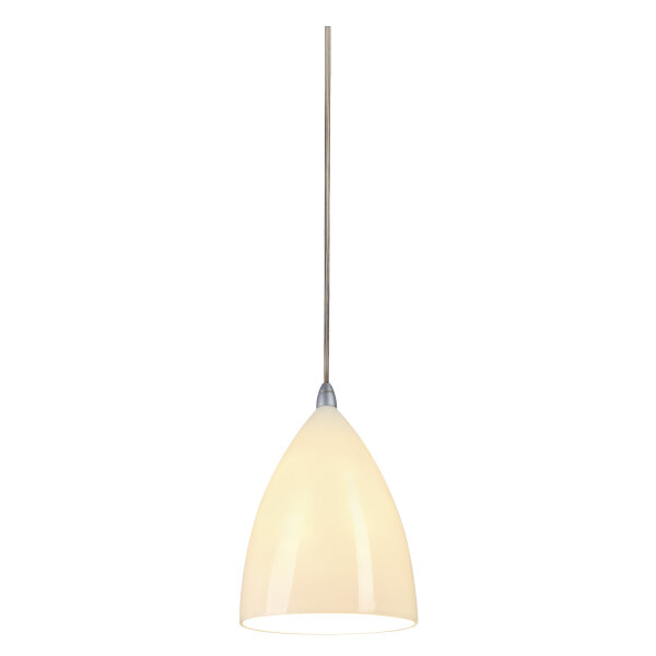 SLV TONGA®, Pendelleuchte, A60, rund, weiß, Keramikschirm, silbergraue Deckenrosette, max. 60W