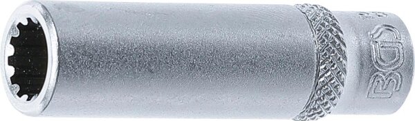 BGS Steckschlüssel-Einsatz Gear Lock, tief | Antrieb Innenvierkant 6,3 mm (1/4") | SW 8 mm
