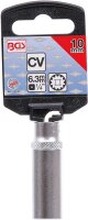 BGS Steckschlüssel-Einsatz Gear Lock, tief | Antrieb Innenvierkant 6,3 mm (1/4") | SW 10 mm