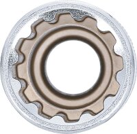 BGS Steckschlüssel-Einsatz Gear Lock, tief | Antrieb Innenvierkant 12,5 mm (1/2") | SW 19 mm
