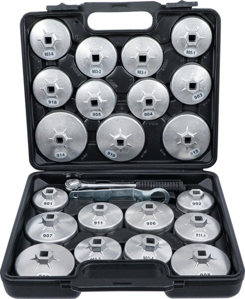 BGS Diy Ölfilterschlüssel-Satz | Aluminium-Druckguss | Antrieb Innenvierkant 12,5 mm (1/2") | 23-tlg.