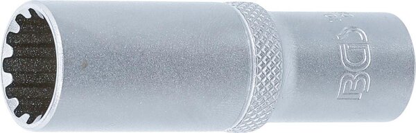 BGS Steckschlüssel-Einsatz Gear Lock, tief | Antrieb Innenvierkant 10 mm (3/8") | SW 14 mm