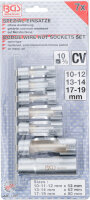 BGS Spezial-Steckschlüssel-Einsatz-Satz, geschlitzt | Antrieb Innenvierkant 10 mm (3/8") | SW 10 - 19 mm | 7-tlg.