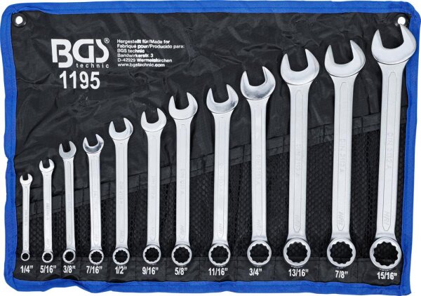 BGS Maul-Ringschlüssel-Satz | Zollgrößen | SW 1/4" - 15/16" | 12-tlg.