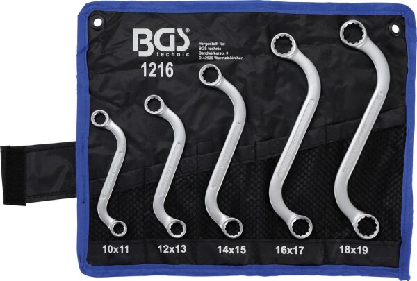 BGS Doppel-Ringschlüssel-Satz | S-Form | SW 10 x 11 - 18 x 19 mm | 5-tlg.