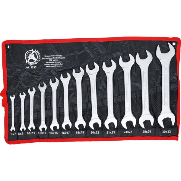 BGS Diy Doppel-Maulschlüssel-Satz | SW 6 x 7 - 30 x 32 mm | 12-tlg.